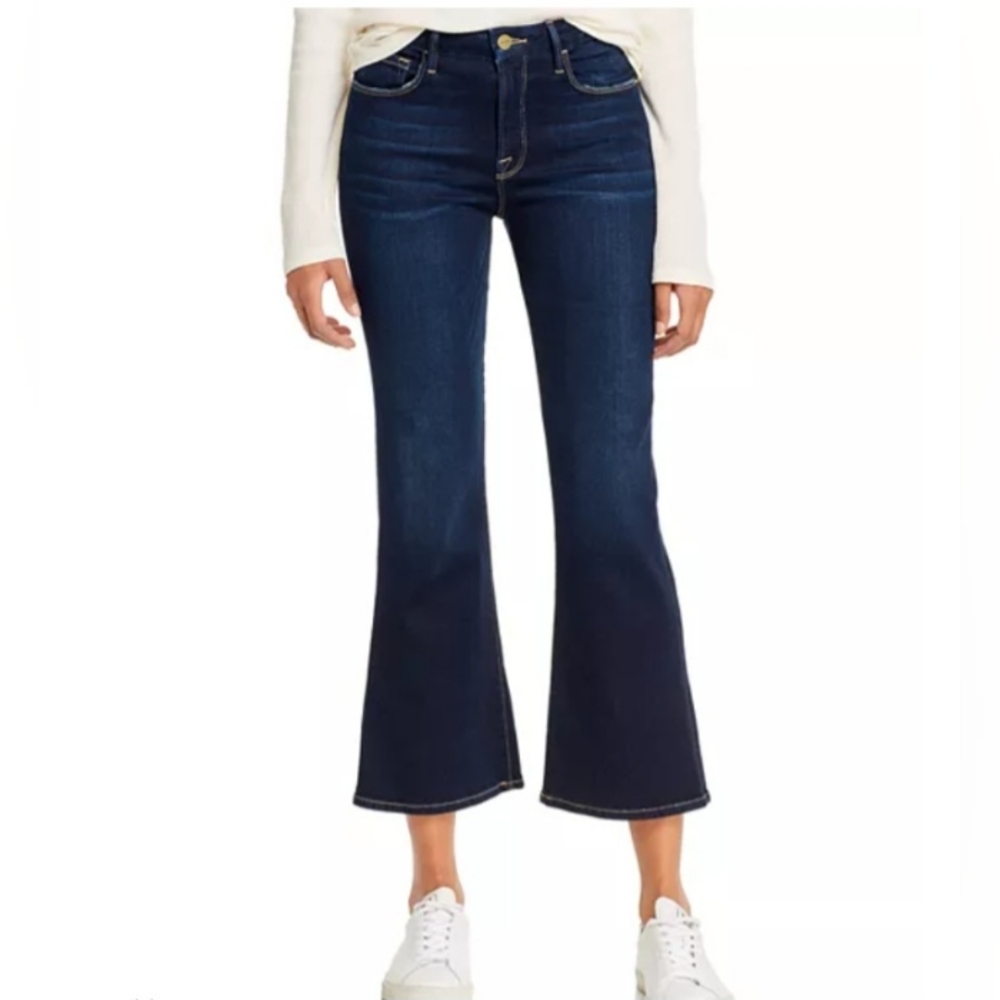 Frame Le Crop Mini Boot Blue Denim Jeans Size 26 Cabana Dark Wash